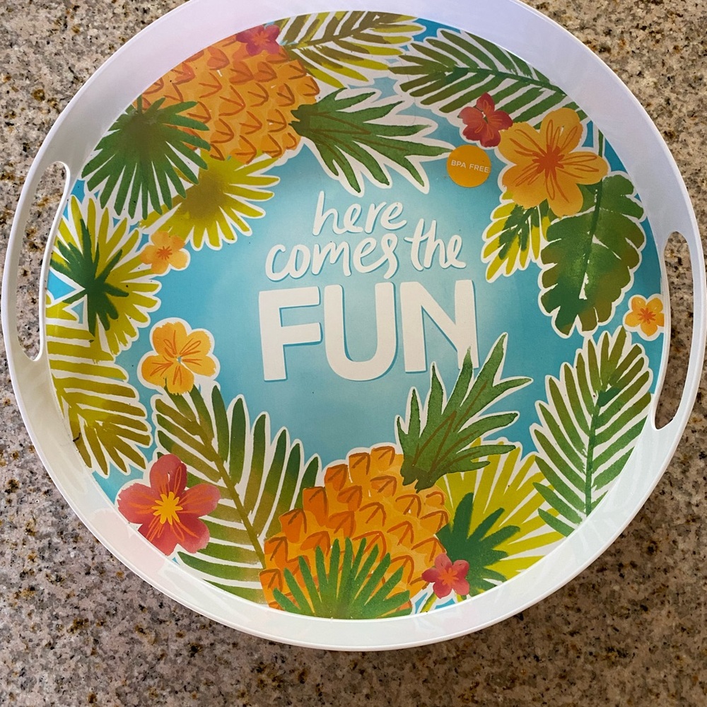 Tropical Party Serving Tray - Blue, Green, Yellow